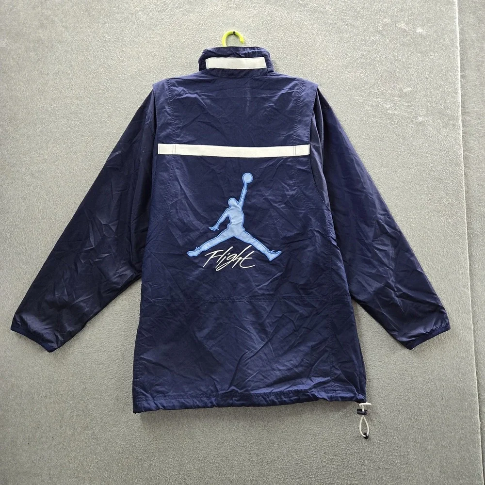 VINTAGE Jordan Men Jacket L Navy Nylon Air Flight Jumpman Logo Quarter Zip